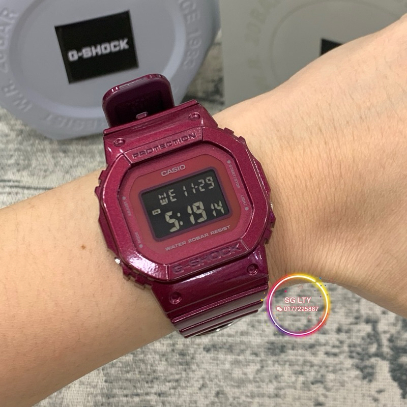 100 ORIGINAL CASIO G SHOCK GMD S5600RB 4 PURPLE MAROON WOMEN DIGITAL WATCH all dressed up in black and red