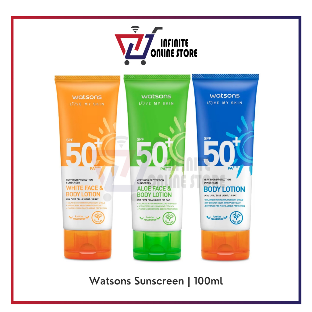 Watsons Sunscreen Face Body Lotion Spf50 Pa 100ml Whitening Aloe Body Lotion 3816