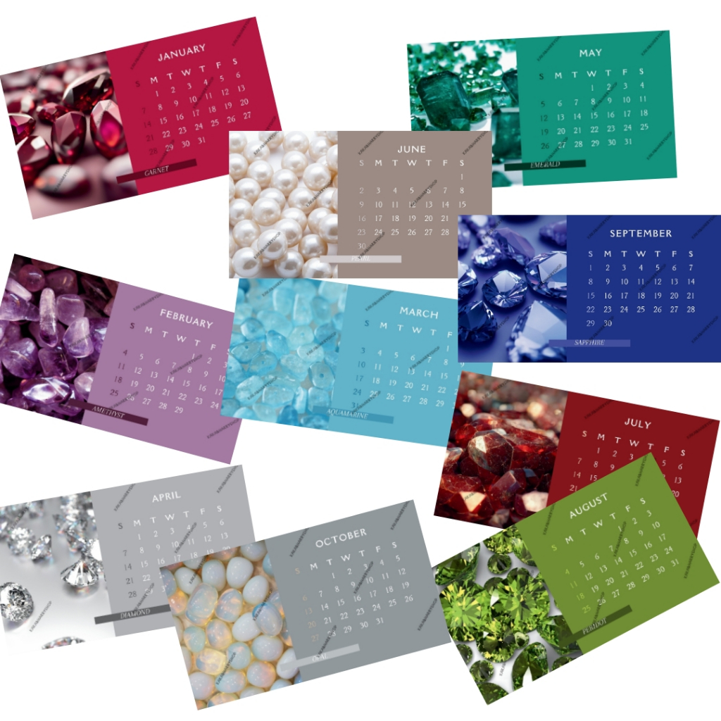 12 BIRTHSTONES MONTHS 2024 CALENDAR PRINTABLE PDF Shopee Malaysia