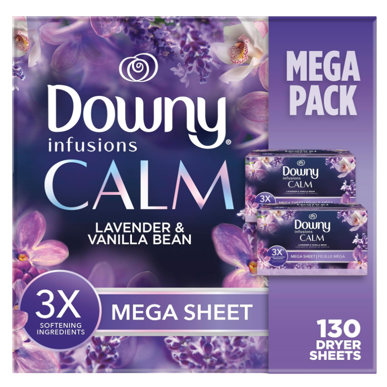 Downy Infusions Mega Dryer Sheets, Laundry Fabric Softener, CALM