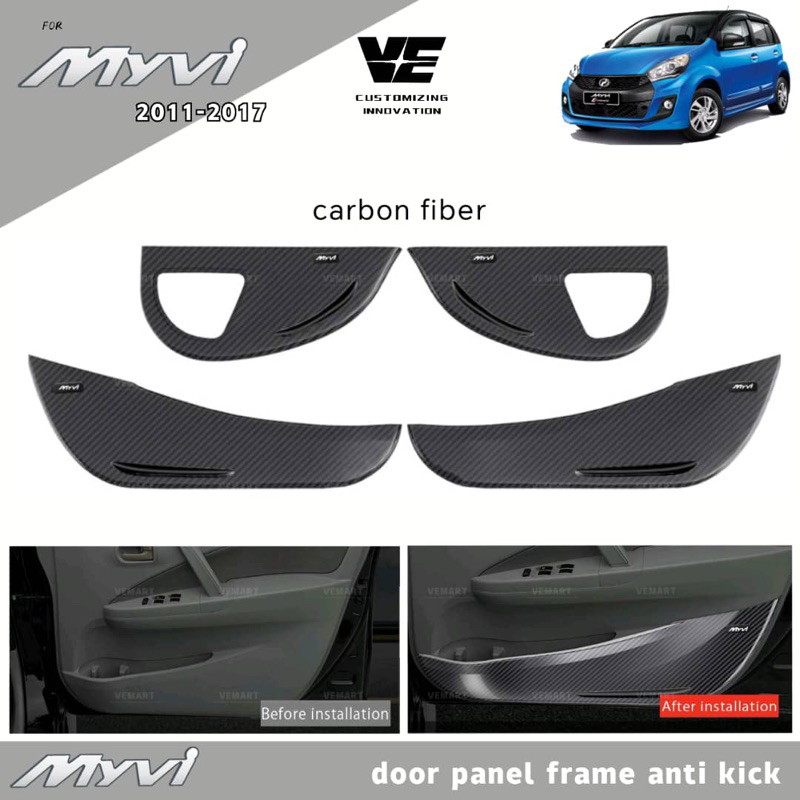 Vemart perodua myvi lagi best icon carbon fiber car door trim panel ...