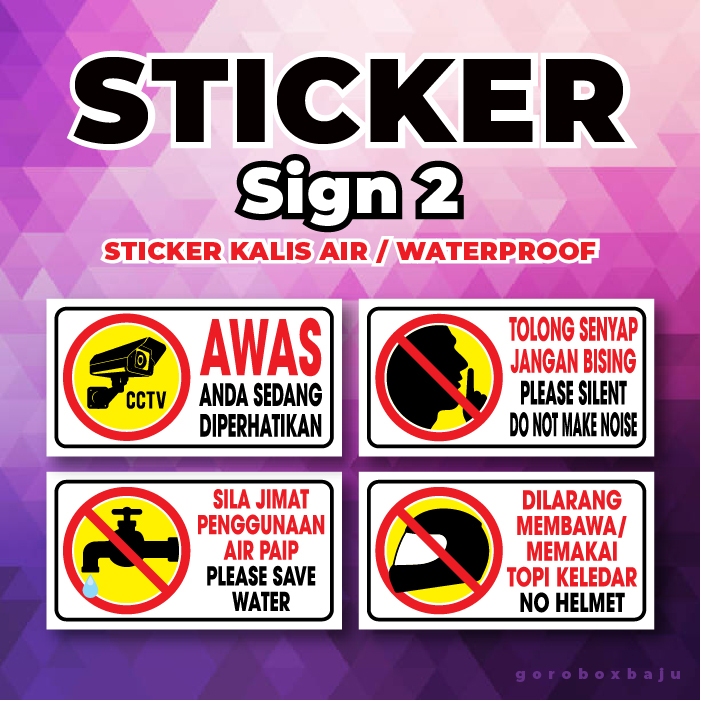 💜 Sticker CCTV / Tolong Senyap / Jimat Air / Helmet / Kalis Air ...