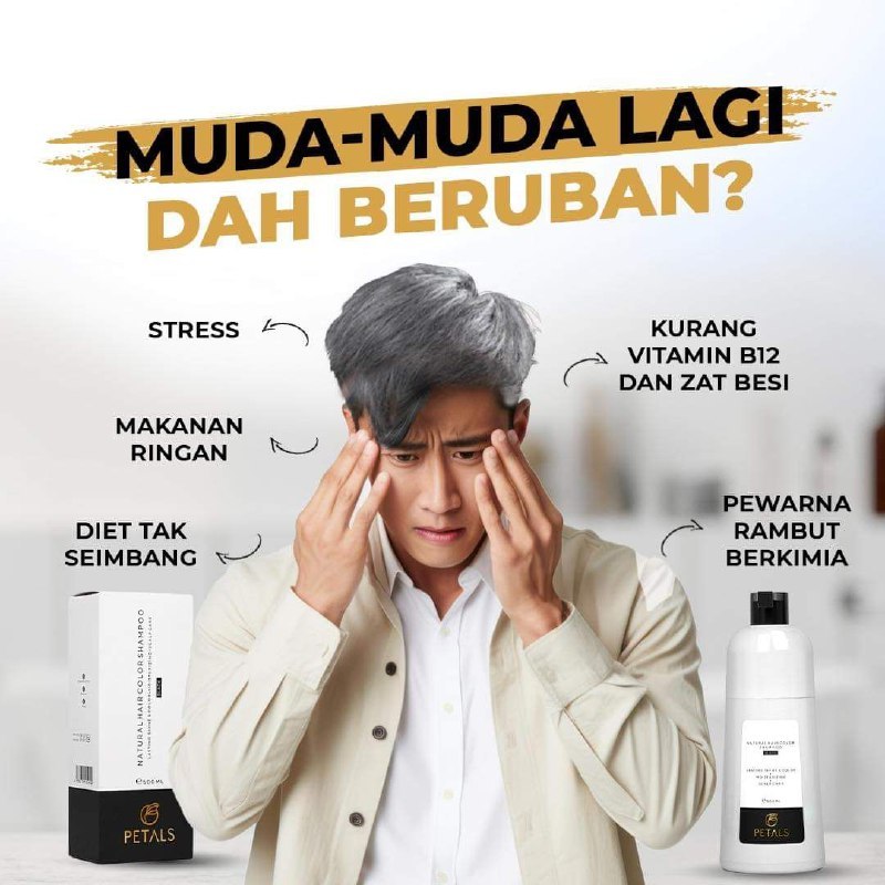 [ORIGINAL] PETALS SHAMPOO TUTUP WARNA RAMBUT UBAN WHITE HAIR SYAMPU ...
