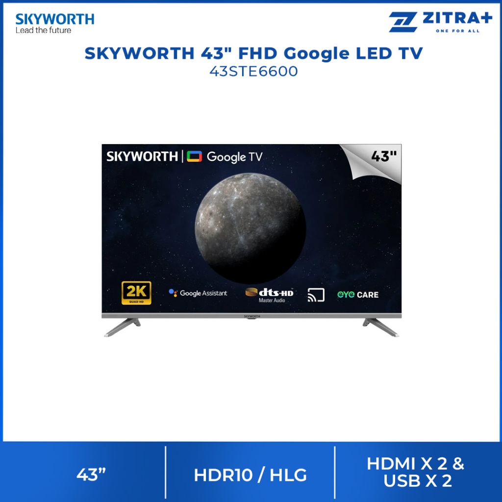 [FREE SHIPPING] SKYWORTH 43" FHD Google LED TV 43STE6600 | Chromecast ...