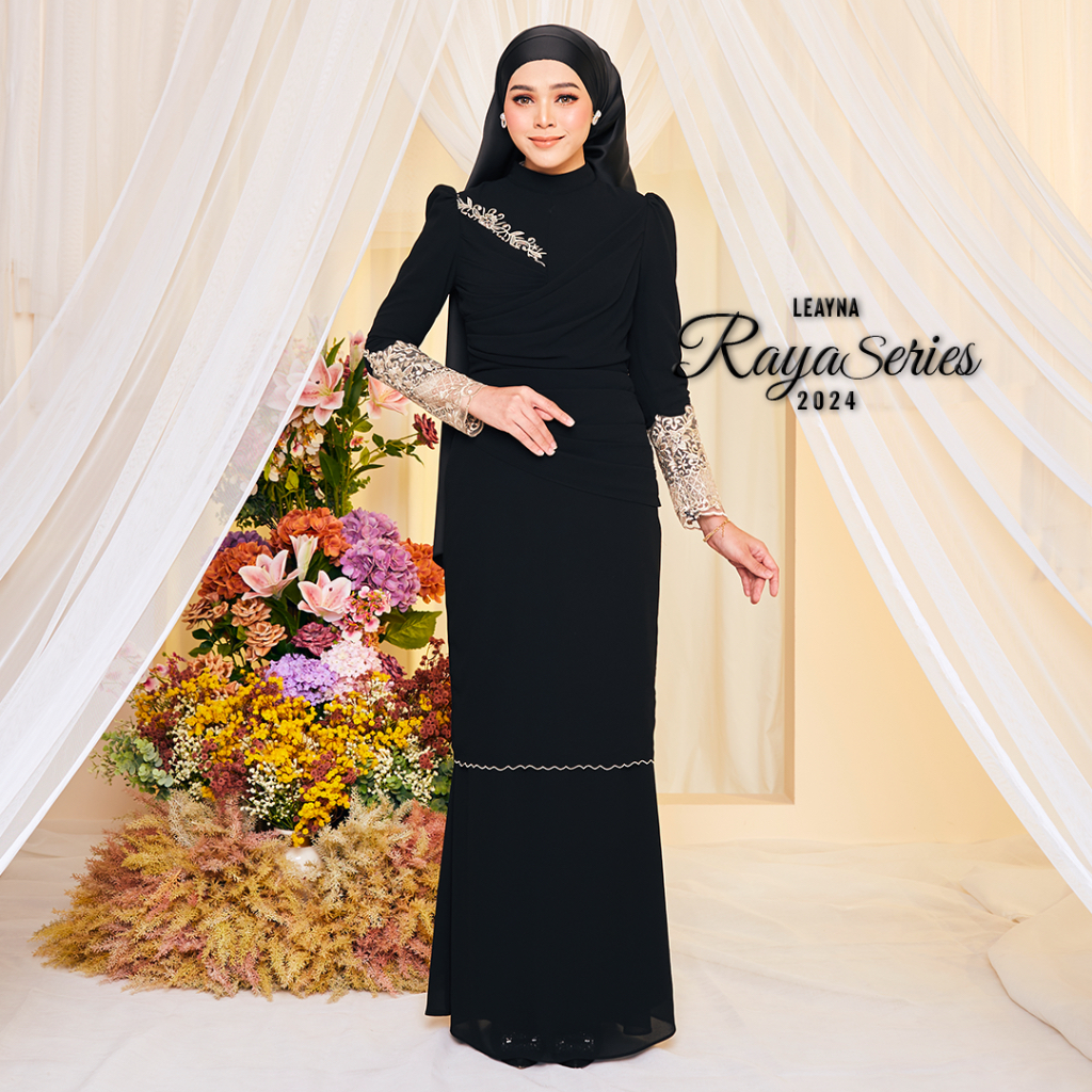 [LEAYNA.CO] [NADIA] Baju Kurung Drapping Lace & Sulam | Shopee Malaysia