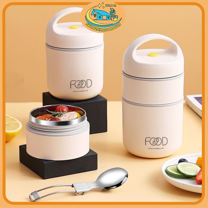 BIGSPOON 2-Layer Keep Warm Lunch Box Thermos Lunch Container Insulated Food  Flask Bekas Makanan Tahan