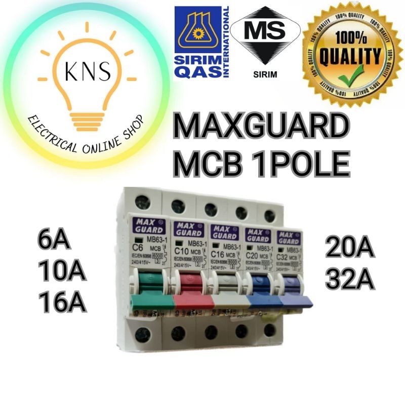 MAXGUARD 6A 10A 16A 20A 32A MCB 6KA | Shopee Malaysia