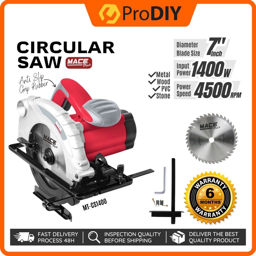 MACE Circular Saw Wood Metal PVC Stone Circular Saw Power Tools Wired