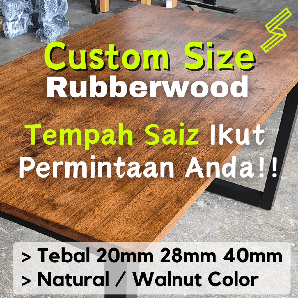 Rubberwood Table Top 20mm 100 Solid wood Kayu Getah Office Table Study Table Meja Makan