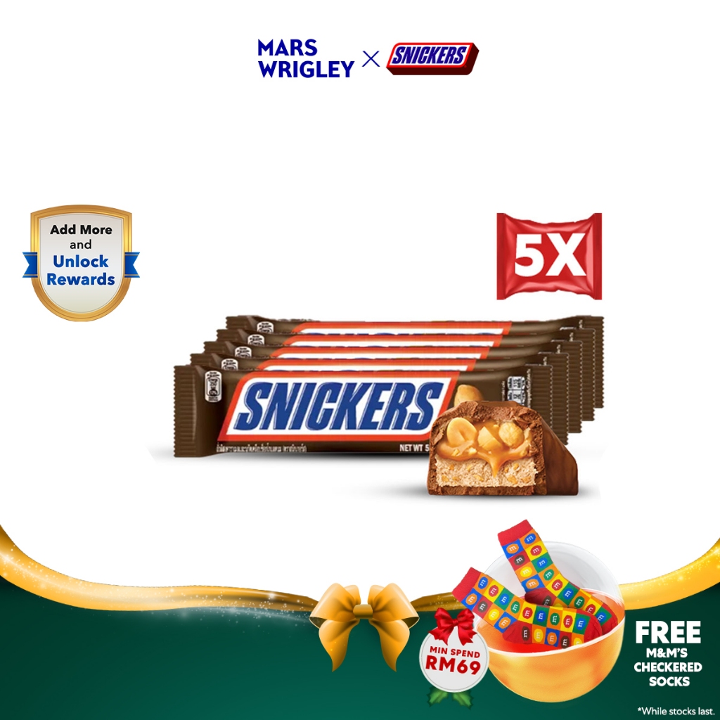 [Bundle Of 5] Snickers Peanut Bar Single 51g Chocolate / Recharge ...