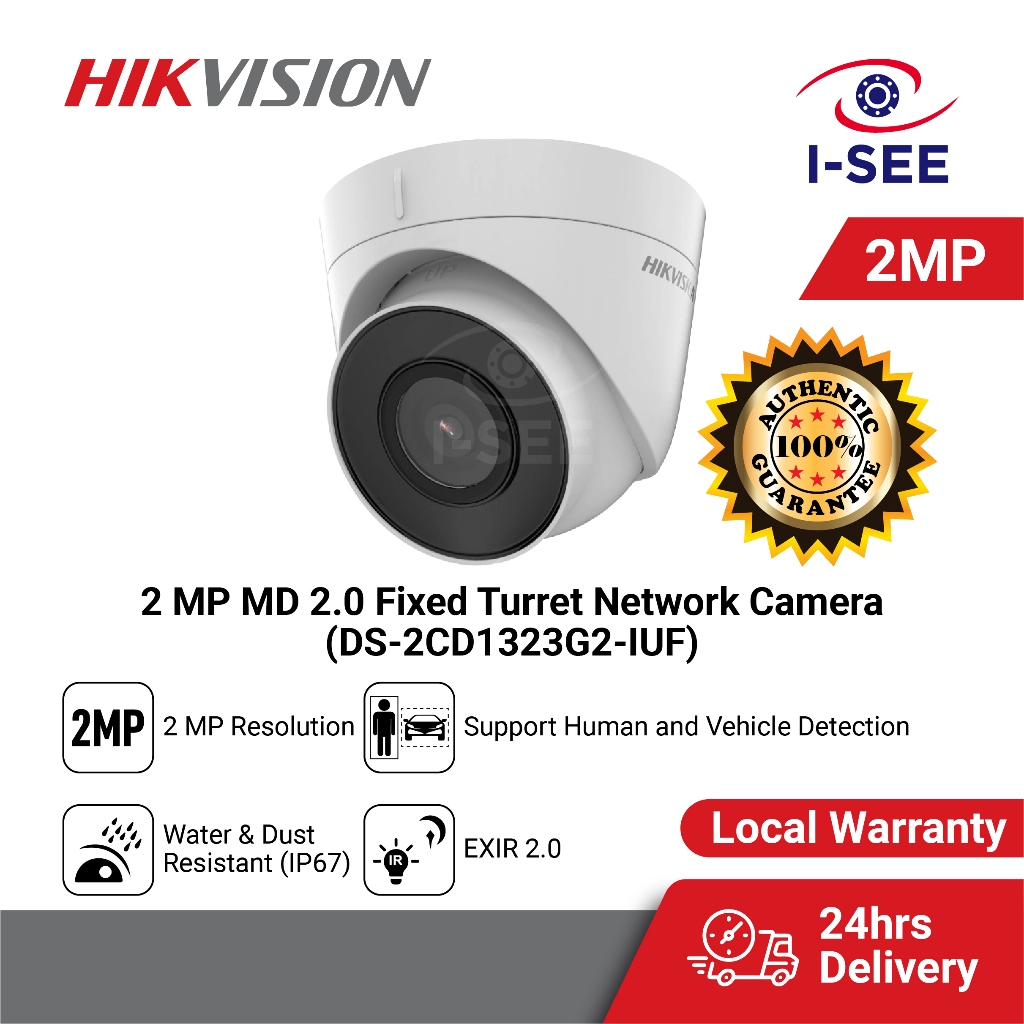 Hikvision 2MP Fixed Turret Network Camera DS-2CD1323G2-IUF 2.8mm lens ...