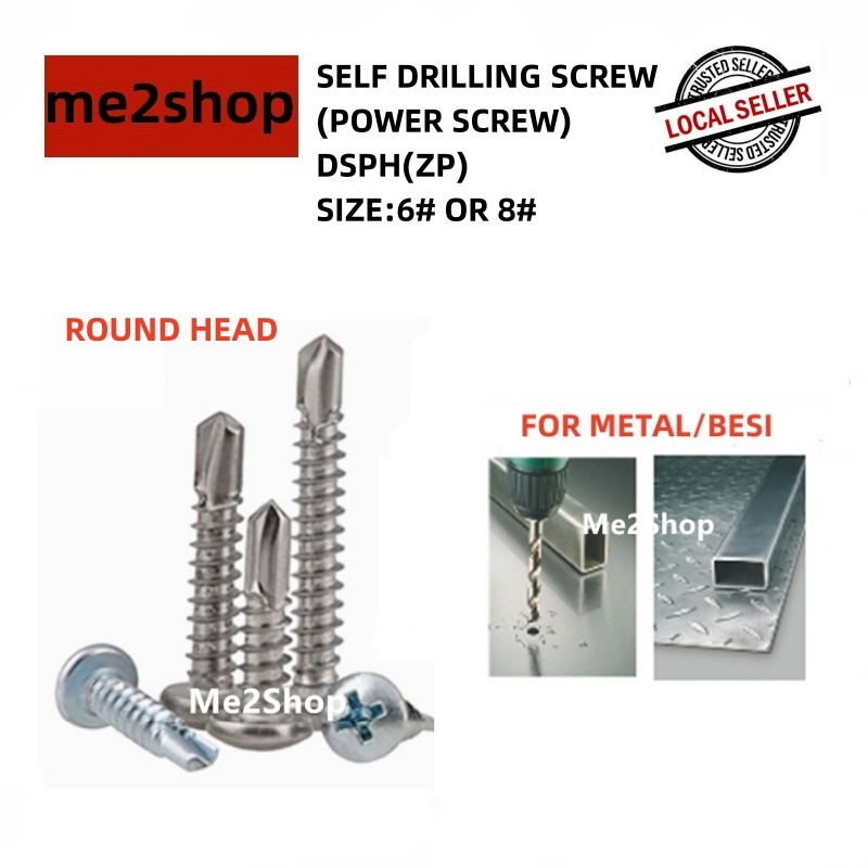 (100PCS) DSPH SELF DRILLING SCREW ROUND HEAD FOR METAL/POWER SCREW ...