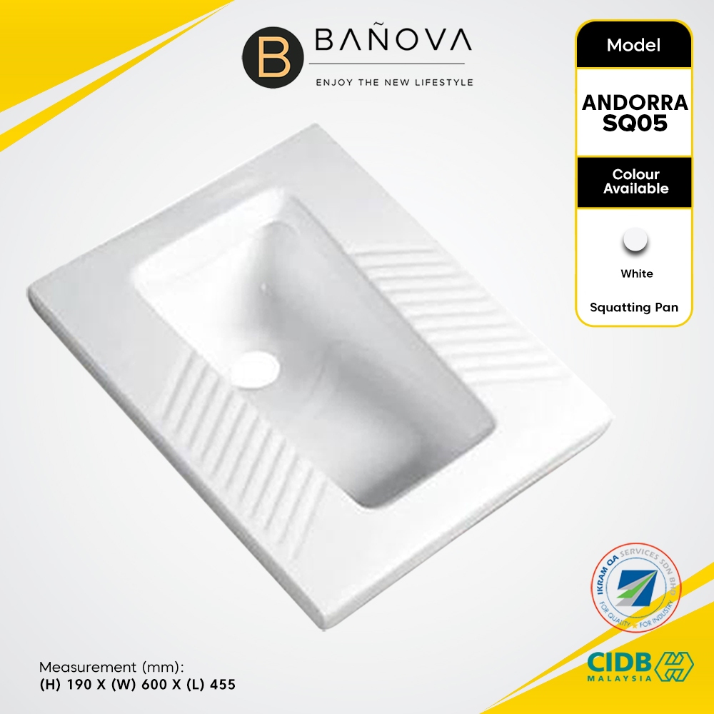 BANOVA ANDORRA [SQ05] Rectangular Squatting Pan With Integral Footrest ...