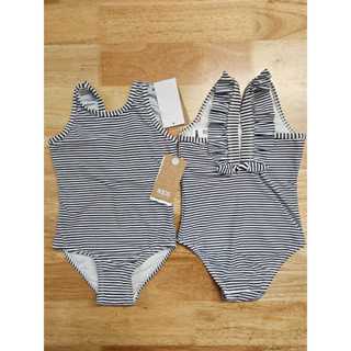 DEFECT Cotton On Kids Sleeveless Black White Stripes Swimsuit Swimwear Shopee Malaysia