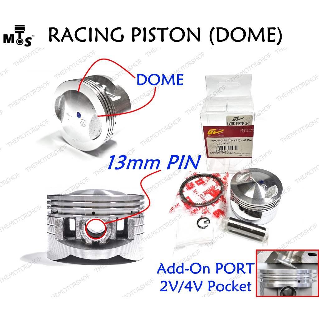 👍(+PORT 2V/4V) GL RACING DOME PISTON 13mm PIN 54mm/55mm/60mm/57mm/62mm