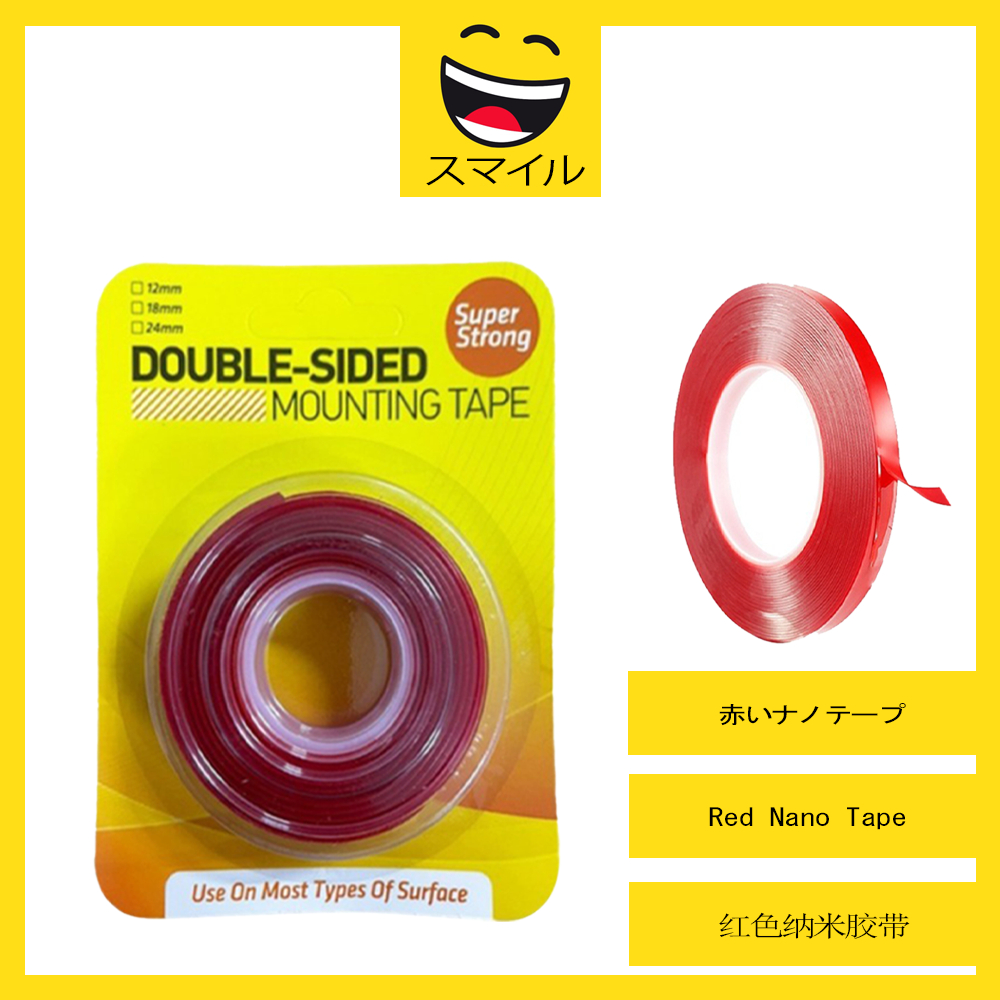 SUMAIRU Red Nano Tape Acrylic Super Strong Mounting High Grade Shear ...
