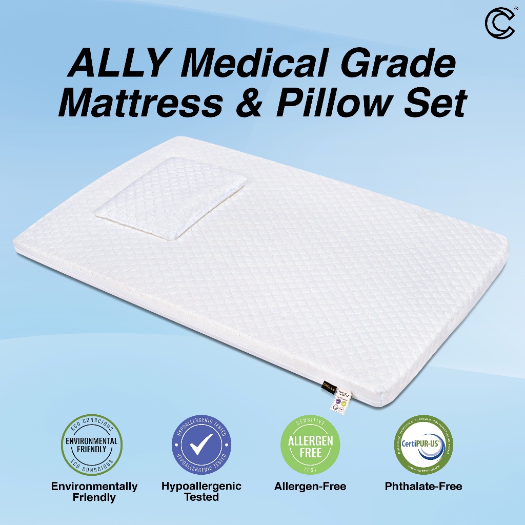 Ally Medical Grade Mattress and Pillow Set (Baby Cot Mattress and