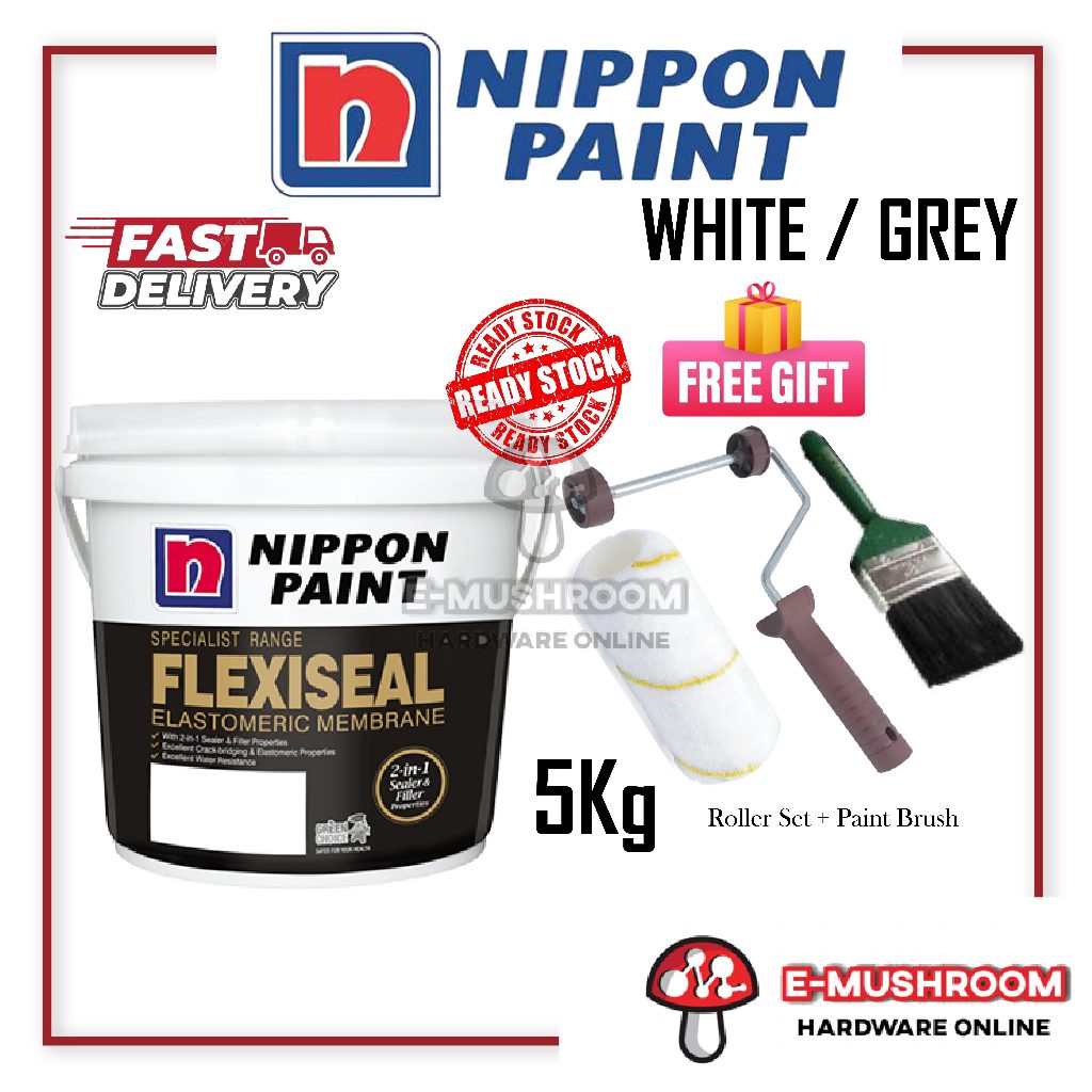 5kg Nippon Paint Flexiseal Elastomeric Membrane Wall Sealer White or Grey Shopee Malaysia