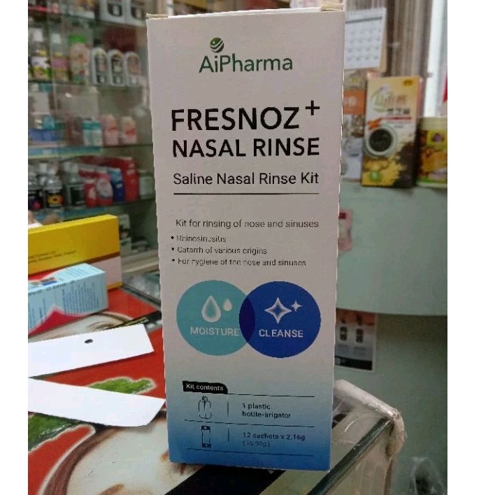 AiPharma FRESNOZ+NASAL RINSE SALINE NASAL RINSE KIT (12 sachets ×2.16g ...