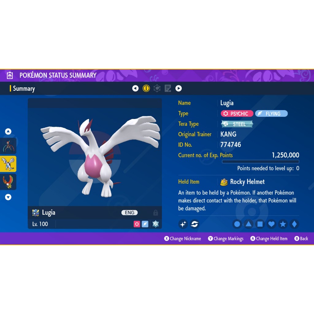 Pokémon LUGIA SHINY 6IV Sur Pokémon Diamant Étincelant / Perle Scintillante - Switch
