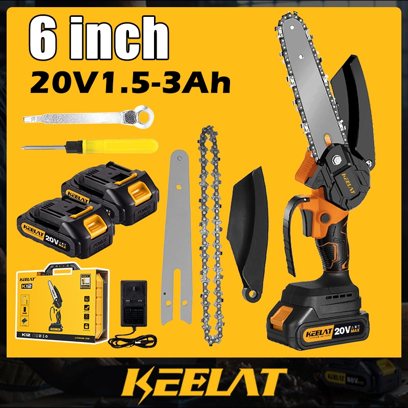 KEELAT 6 Inch Mini Chainsaw Battery Electric Cordless Chain Saw Pruning