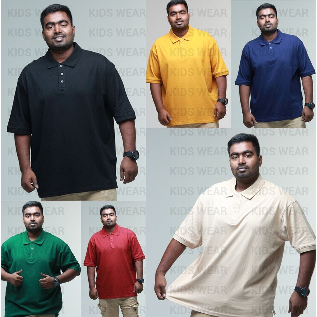 6xl 3xl plus size premium quality polo cotton plain tshirt over size polo shirt Shopee Malaysia