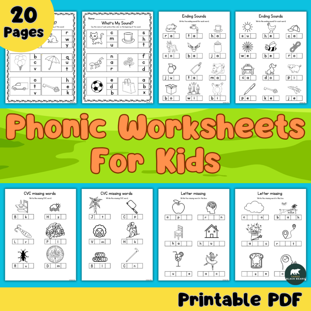 Printable Phonic Worksheets: Missing Letters for Kids [PDF] | 20 Pages ...