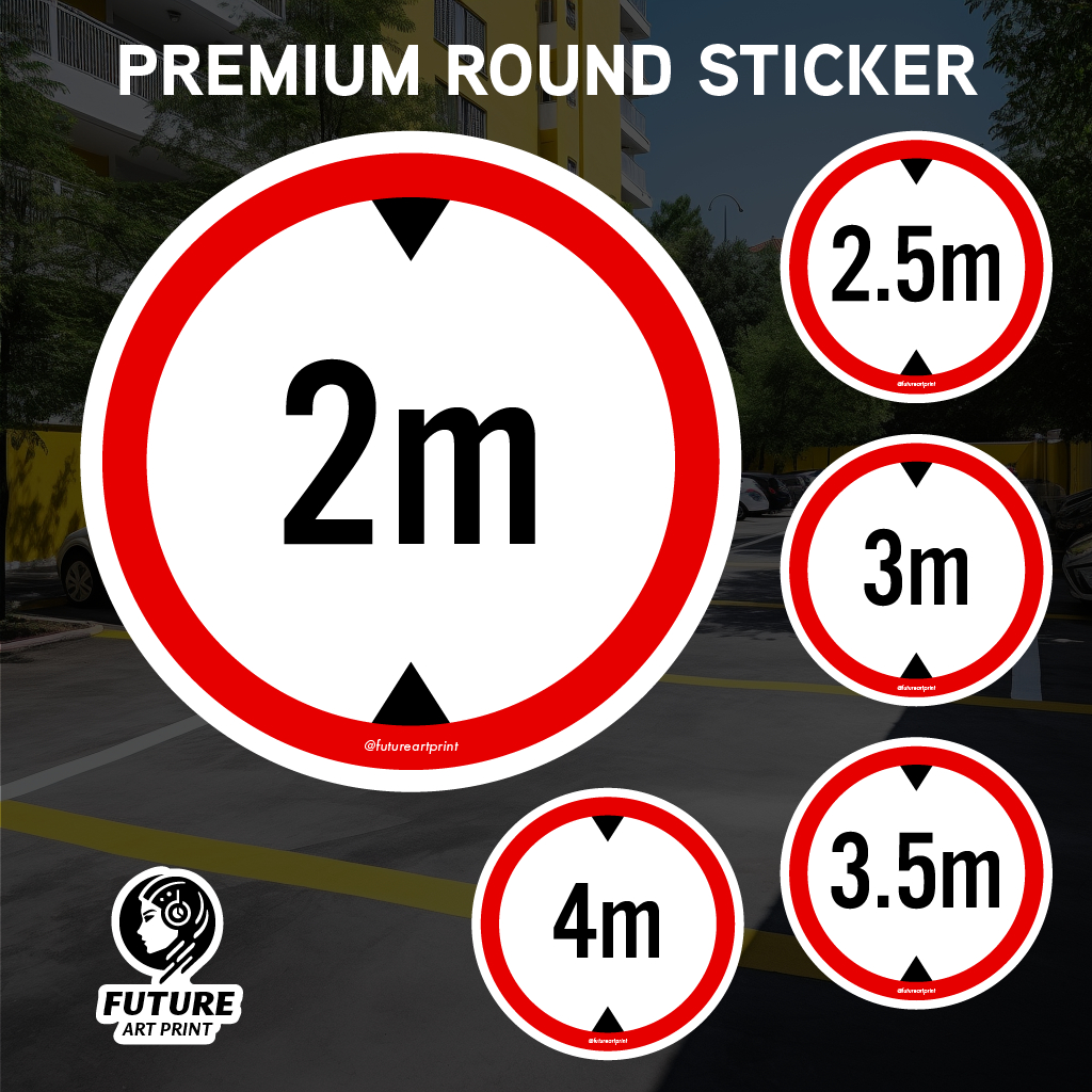 Height Limit Limitation. Had Ketinggian Tinggi. Premium Sticker Round