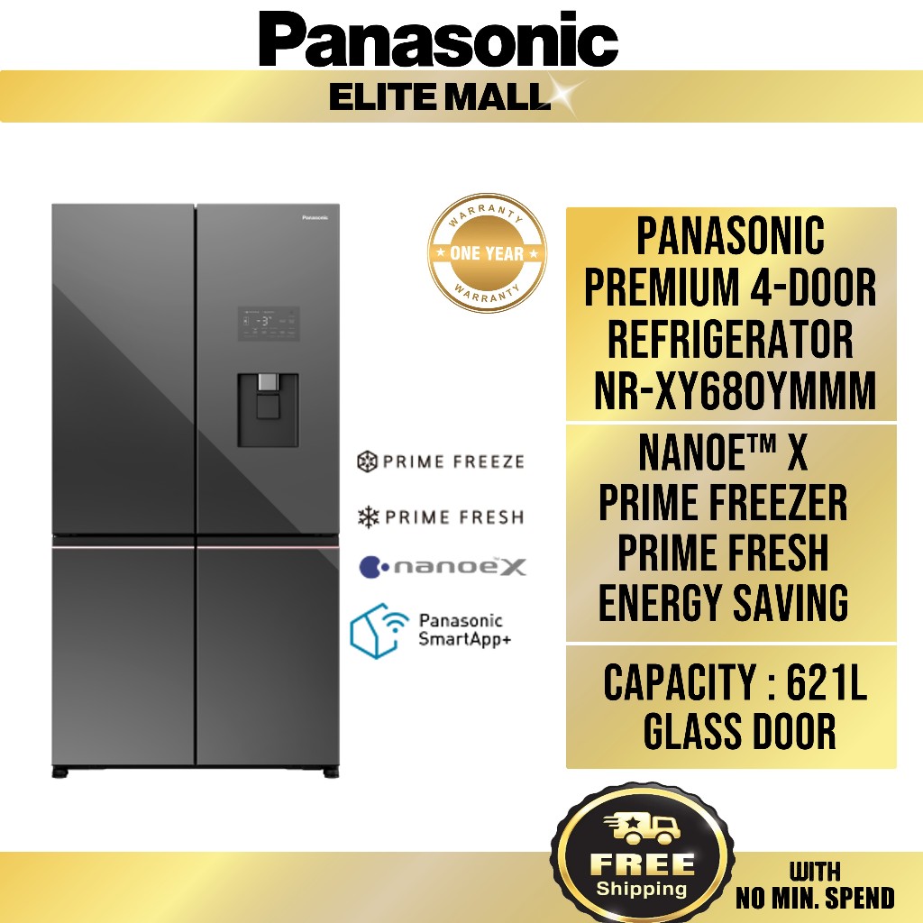 PANASONIC NR-XY680YMM (621L) PREMIUM 4-DOOR REFRIGERATOR PRIME+ EDITION ...