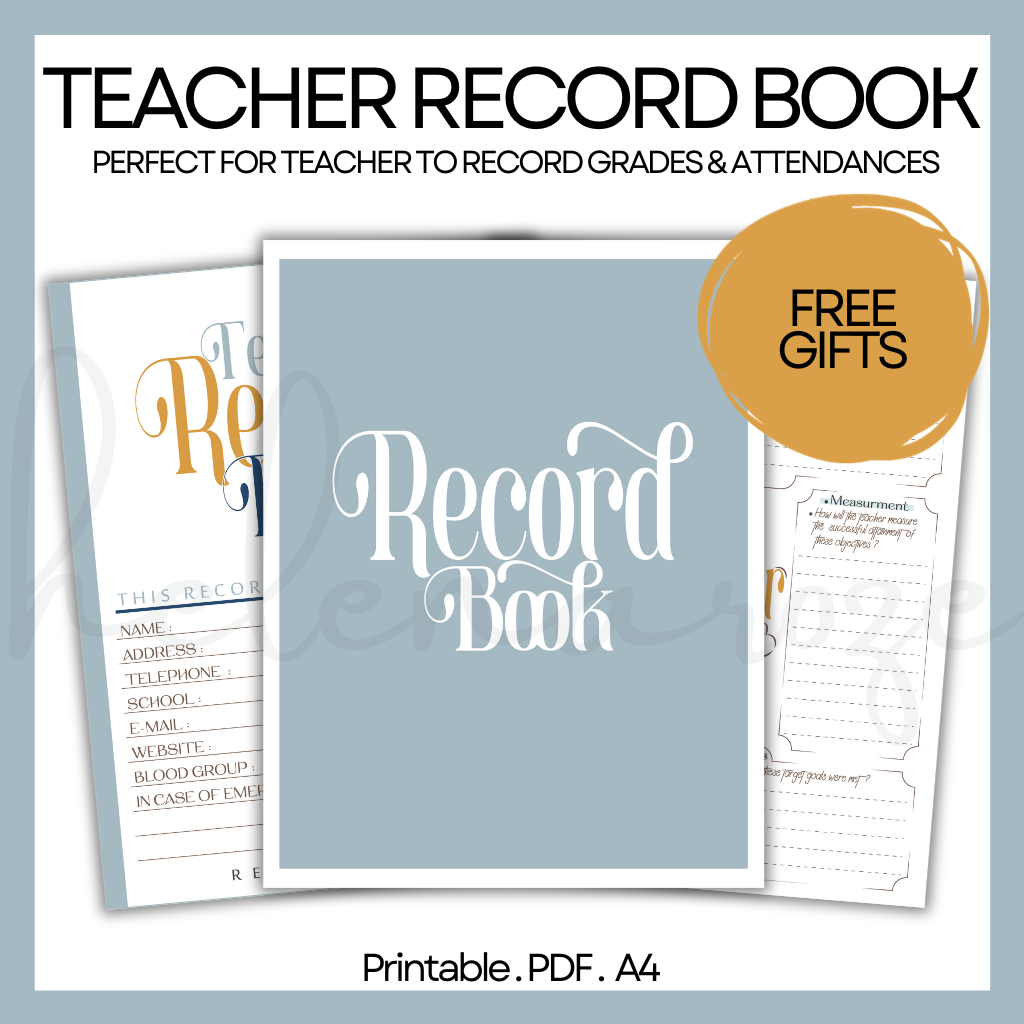 Teacher Planner, Teacher Record Book Printable PDF, Planner, Digital Planner, Printable Planner ...