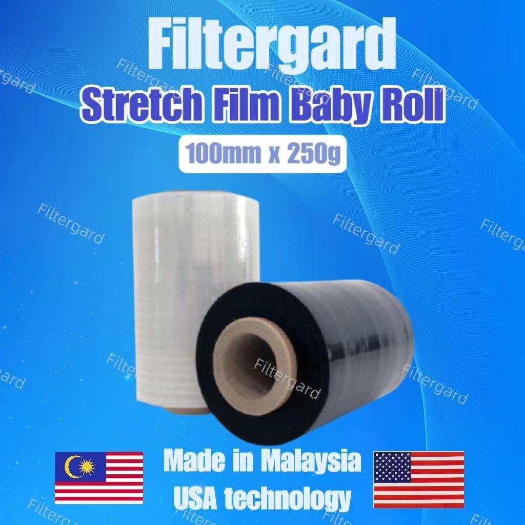Stretch Film Baby Roll Clear/Black /100mm x 200/250gm / 23 micron