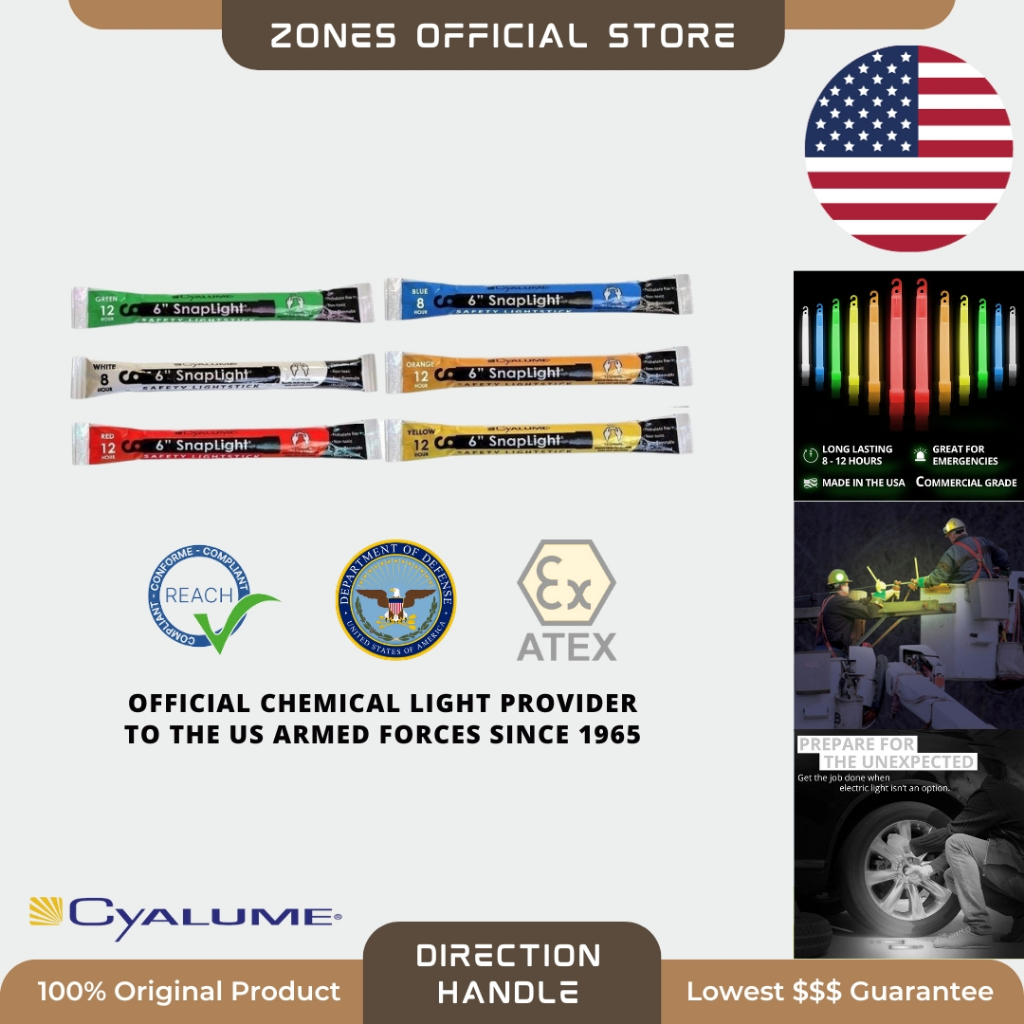 🇺🇸 Cyalume 6" SnapLight Chemlight Military Glow Light Sticks