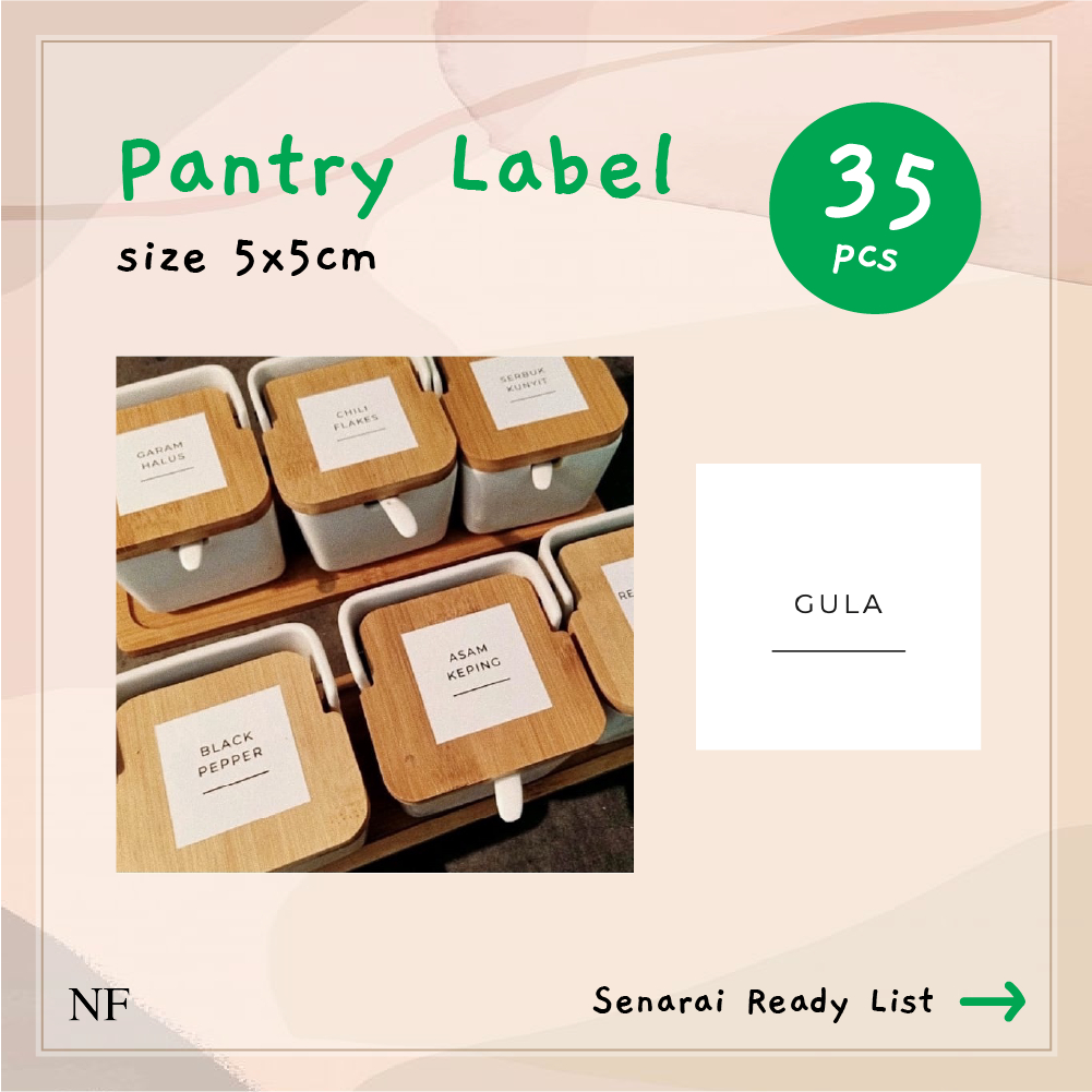 35pcs Pantry Label Sticker | Sticker Label Dapur Waterproof | Shopee ...