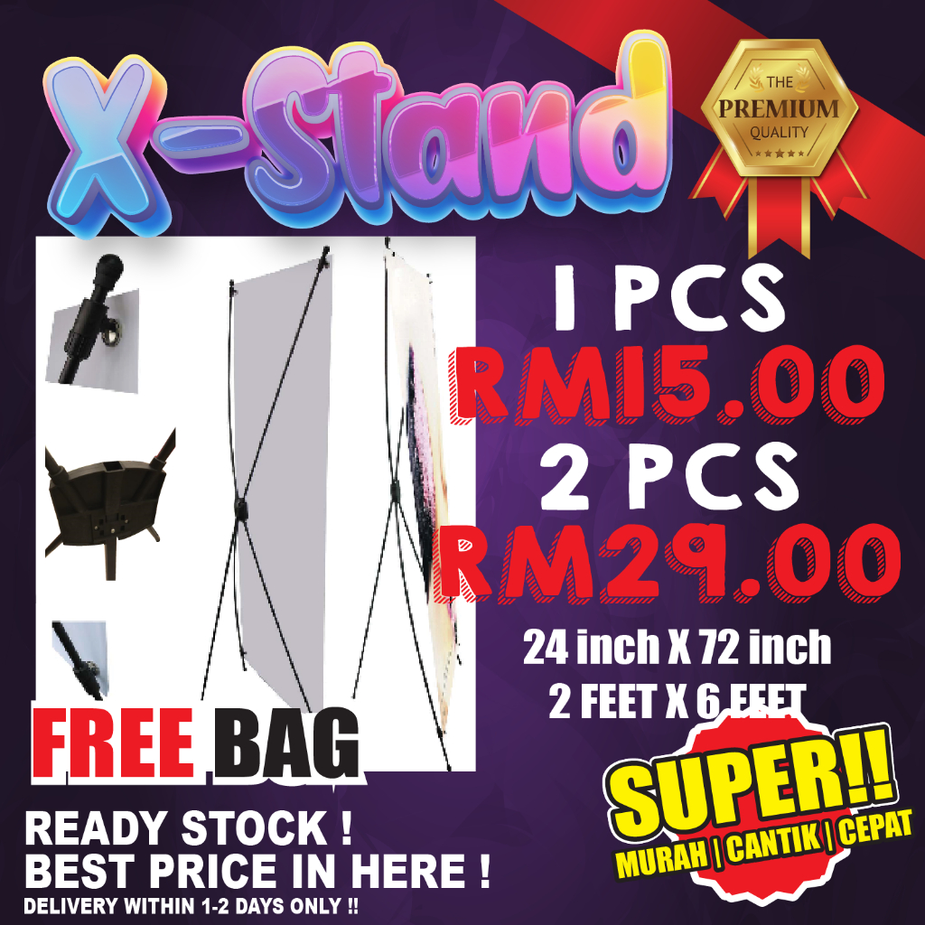 X STAND (READY STOCK) PROMO BUNTING BANNER Stand Shopee Malaysia