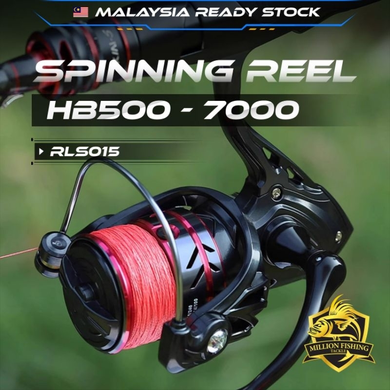 RLS015】Long Cast Spinning Reel murah HB500-7000 5.2:1 Stainless