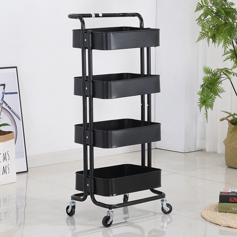 LH-666 4 Tier Metal Trolley Storage Rack Office Shelves Book Shelving ...