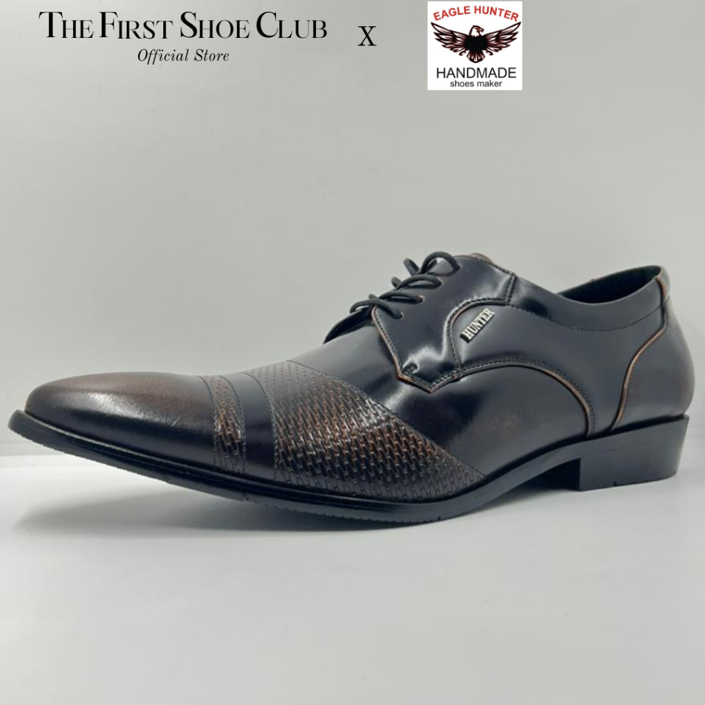 Eagle Hunter MEN Premium ORI LEATHER Formal Pointed Toe Comfort Laces Up Office Work Shoe Kasut Lelaki Kawat 90017