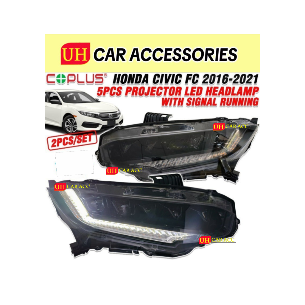 COPLUS HONDA CIVIC FC 2016 - 2021 5 PCS PROJECTOR LED HEADLAMP WITH ...