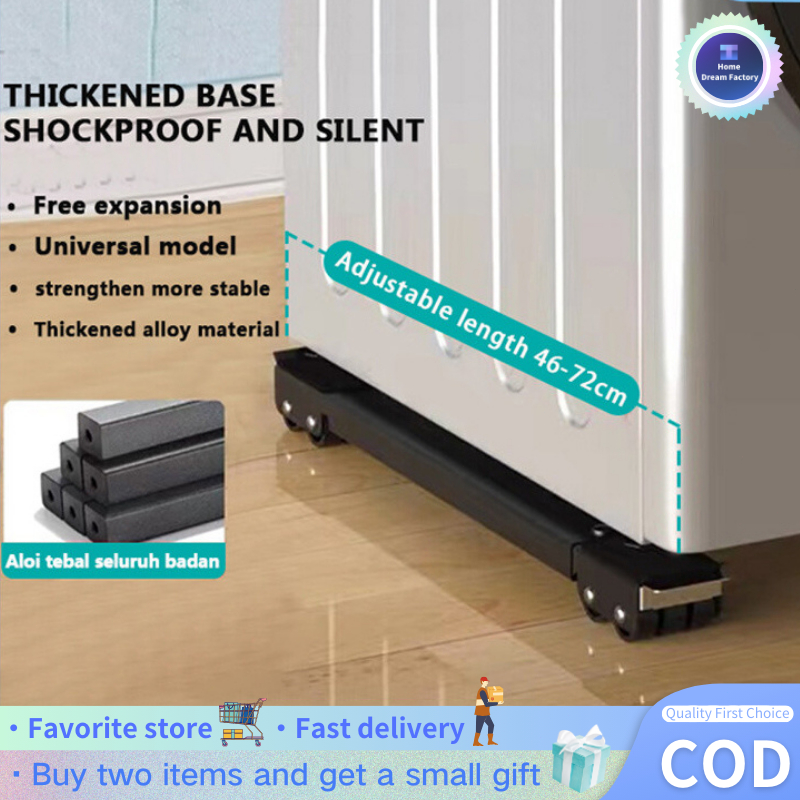 Ready Stock】Adjustable Washing Machine Base Stand Nylon Wheels