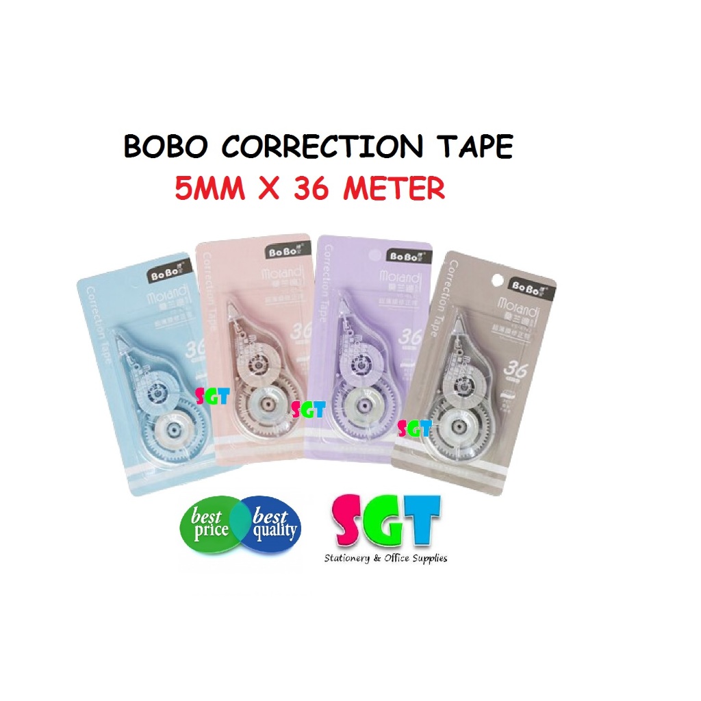 BOBO Correction Tape 5mm x 36 meter ( Random Colour ) Shopee Malaysia