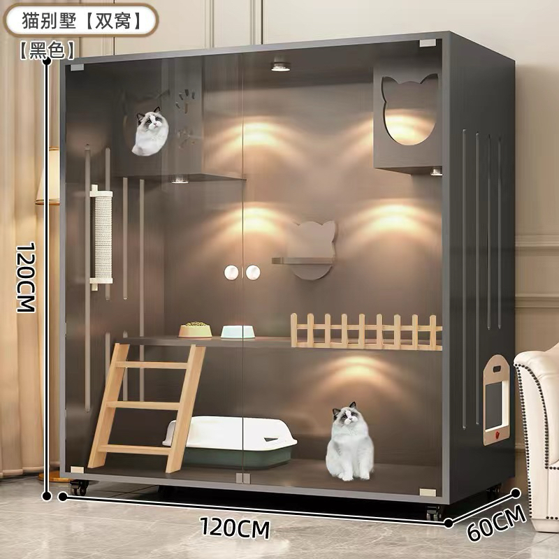 Luxury Mobile Wooden Cat Cage Large Sangkar Kucing Besar Pets Cages Cat