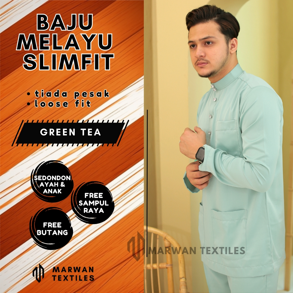 Baju Melayu Moden Warna Green Tea Shopee Malaysia