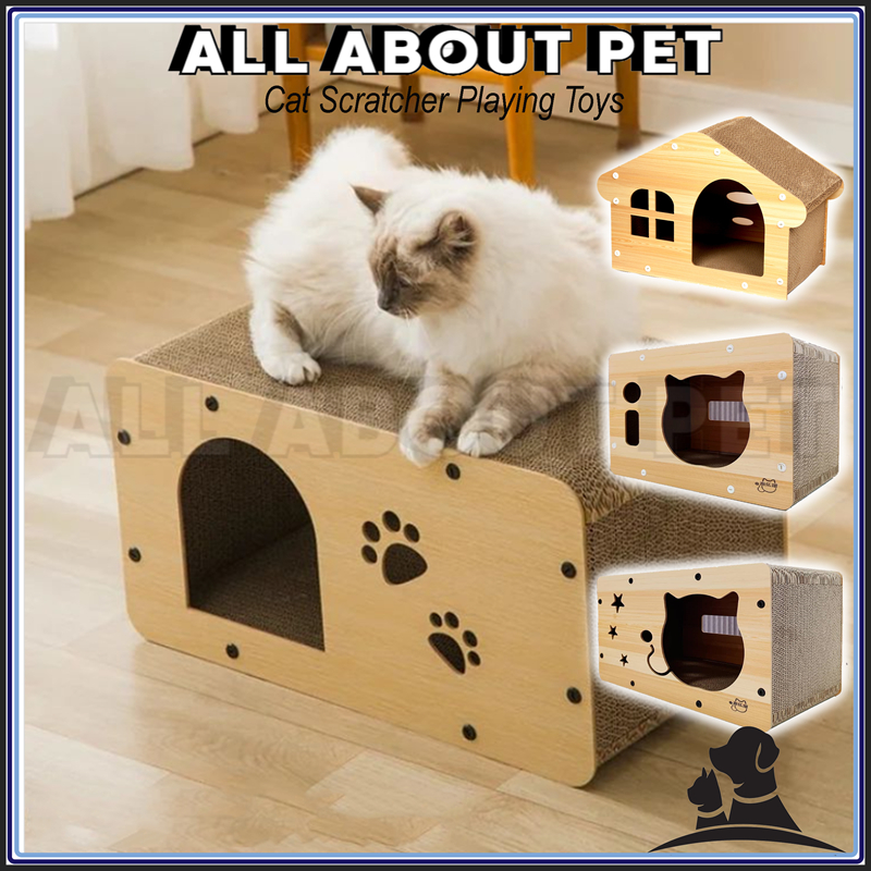 Wood Cat Scratcher Box Cat Box House Cat Bed Rumah Kucing Cat House Cat ...