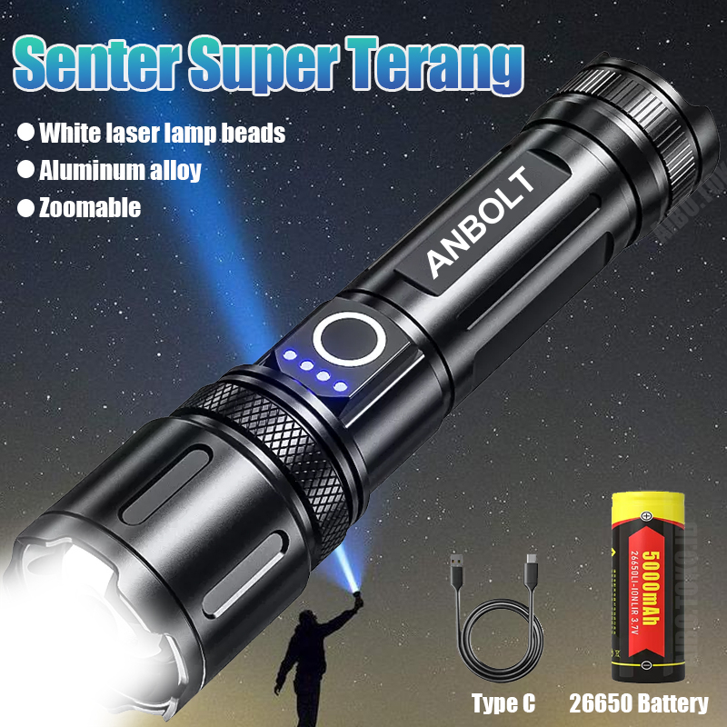 Bright Flashlight Waterproof LED Torch Light Super Bright Rechargeable ...
