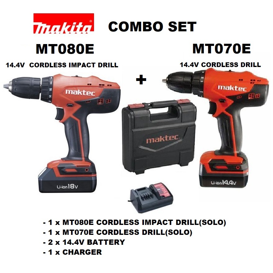 MAKITA MAKTEC 14.4V MT080E CORDLESS IMPACT DRILL MT070E CORDLESS DRILL COMBO SET MT080E MT070E Shopee Malaysia