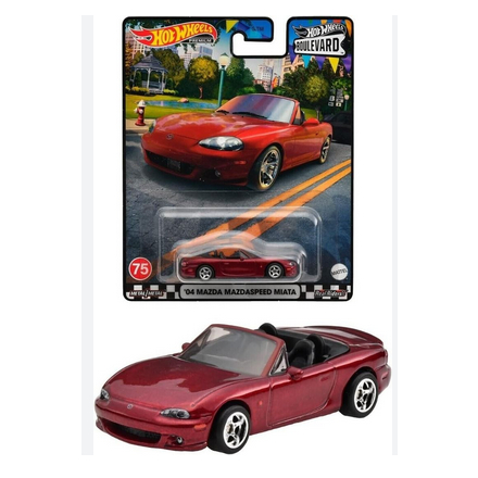 Hot Wheels Premium Boulevard 2023 - Mazda MX-5 Mazdaspeed Miata 2004 - 1:64 Rouge Métal