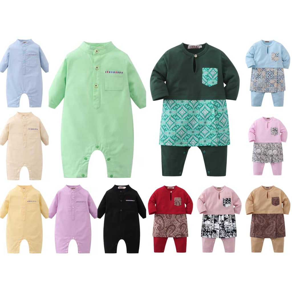 Raya 2024 Baju Melayu Newborn Baby Boy Rompers Raya Baby Kurta 2024
