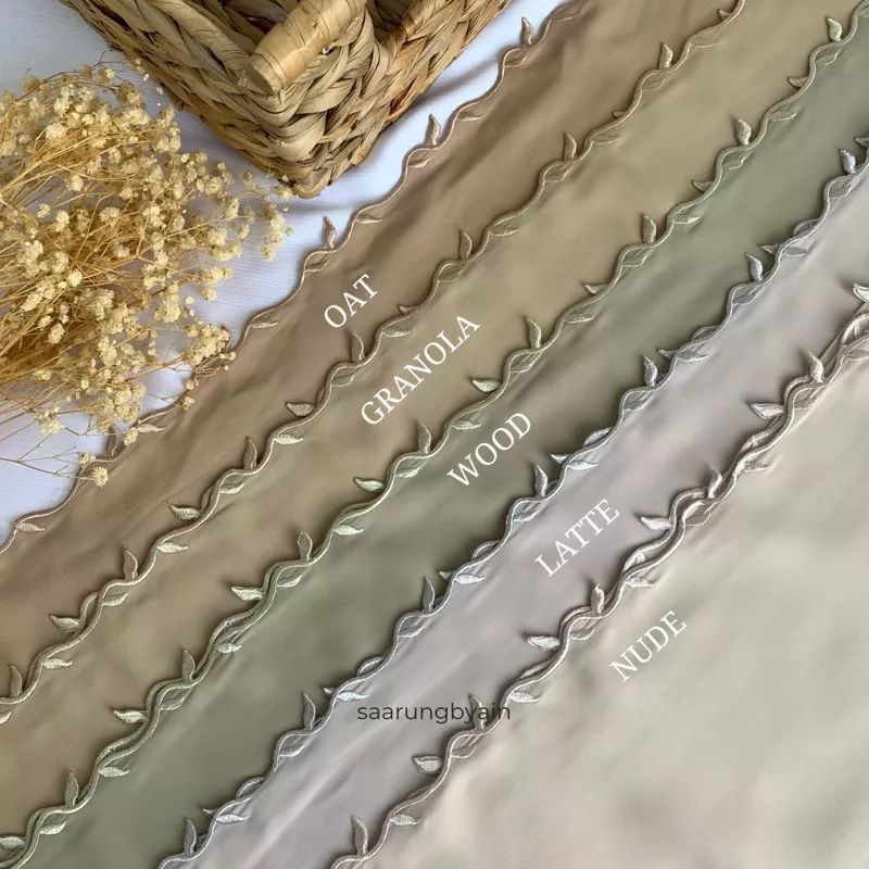 Tudung Sulam Leaf Shawl Sulam Leaf Bawal Sulam Daun Tudung Bawal Sulam ...