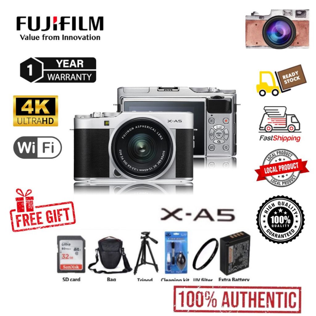 FUJIFILM X-A5 XA5 Mirrorless Digital Camera with 15-45mm f/3.5-5.6 kit ...