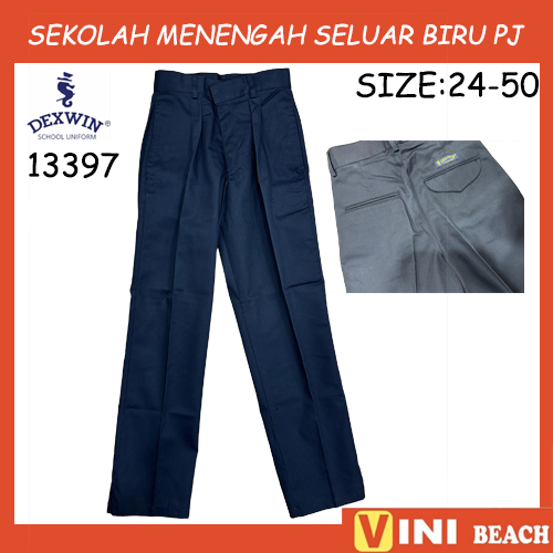 DEXWIN SEKOLAH MENENGAH SELUAR BIRU PANJANG 13397(KAIN COTTON) | Shopee ...